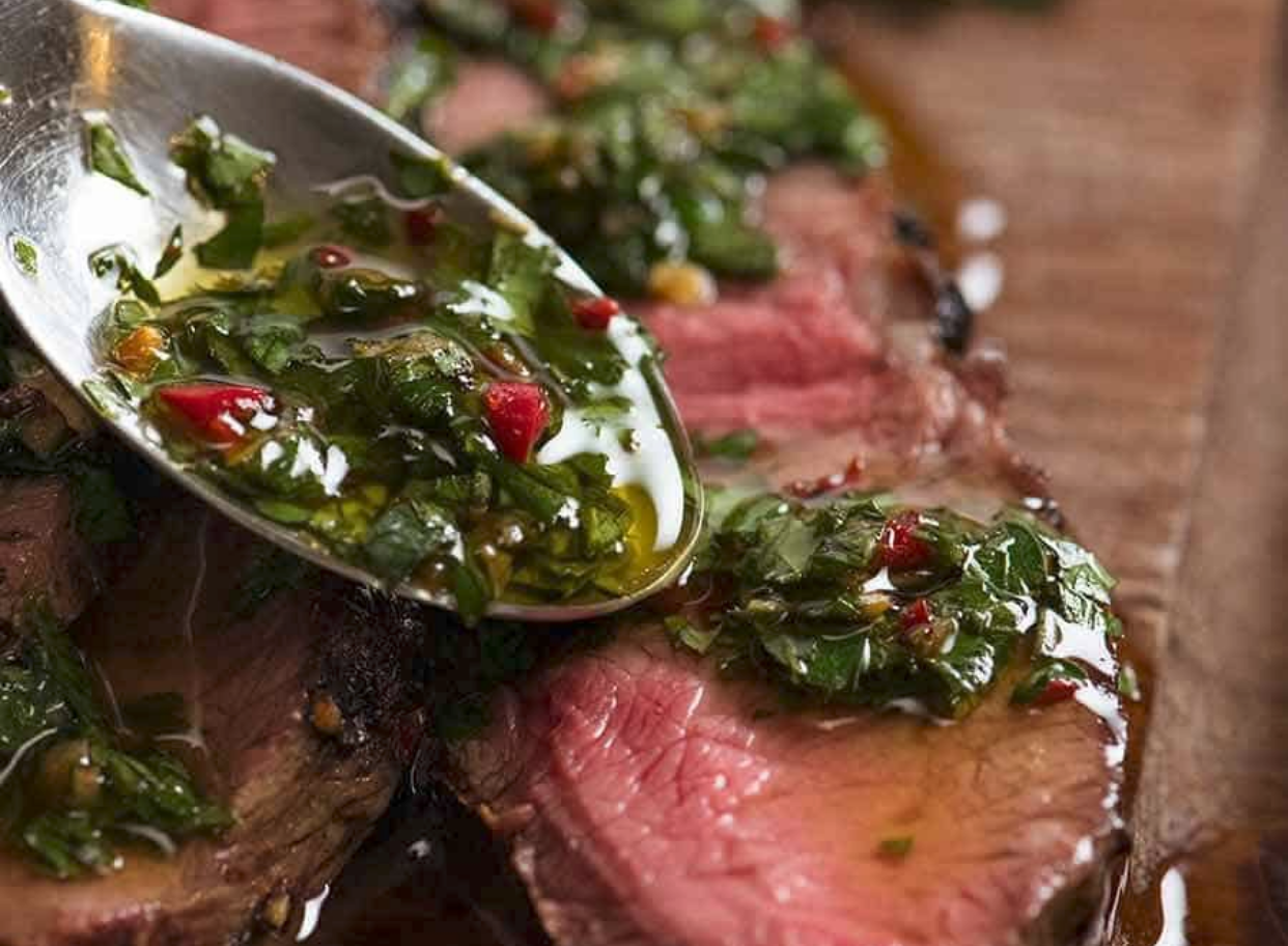 Chimichurri sauce with Argentine asado
